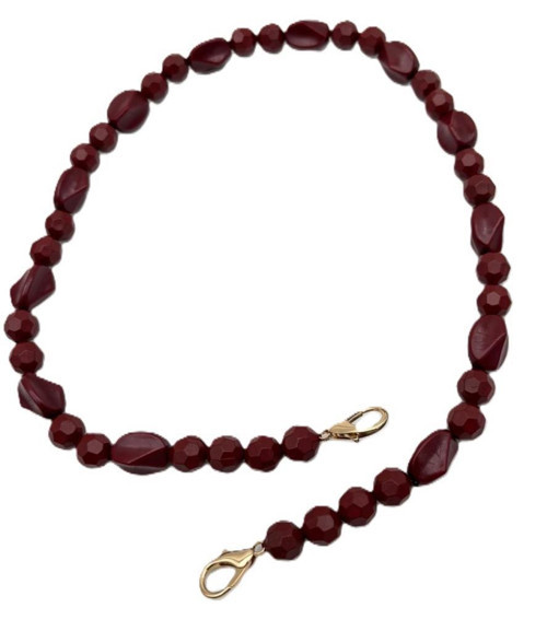 60 Cm Bordo Renk Çanta Sapı Kancalı Light Gold Metalli