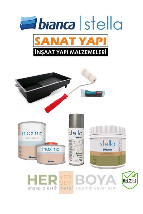 Set 500Ml - Siyah Boya + Gri Mermer Effekt Sprey + Maximo Sıvı Cam Ipek Mat