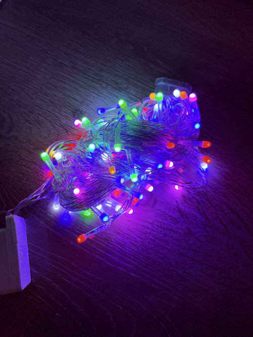 10m 100 Led Damla Uçlu RGB Işık Şeffaf Kablo