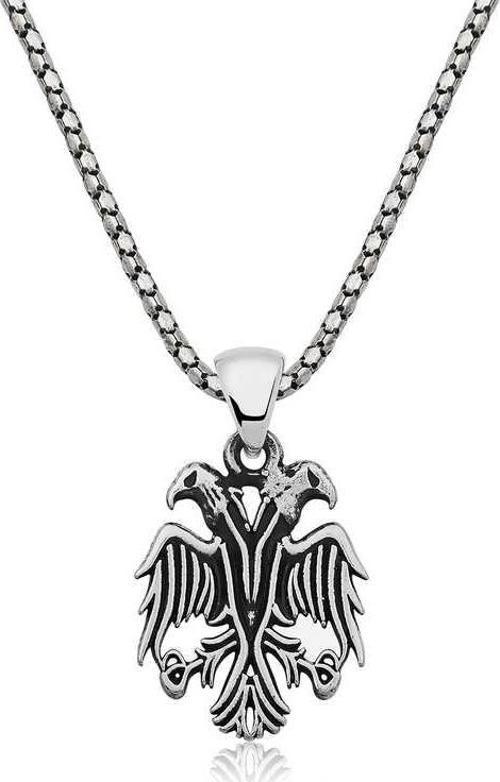 925 Ayar Gümüş Çift Başlı Kartal Erkek Gümüş Kolye