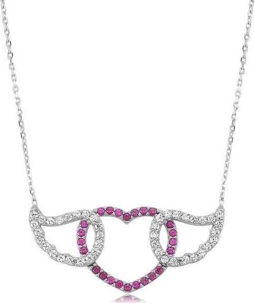 925 Ayar Gümüş Kanatlı Kalp Kadın Gümüş Kolye