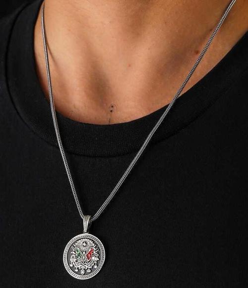 925 Ayar Gümüş Osmanlı Armalı Erkek Kolye