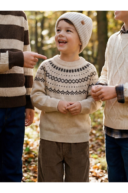 Bisiklet Yaka Erkek Çocuk Triko Kazak