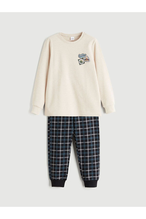 Bisiklet Yaka Baskılı Erkek Çocuk Pijama Takımı