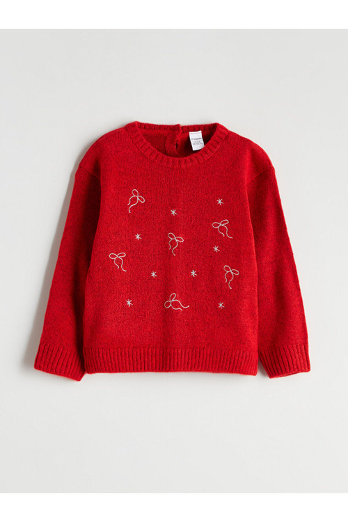 Kirmizi Bisiklet Yaka Uzun Kollu Kız Çocuk Kazak