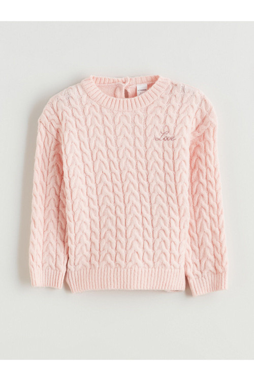 Pembe Bisiklet Yaka Uzun Kollu Kız Çocuk Kazak