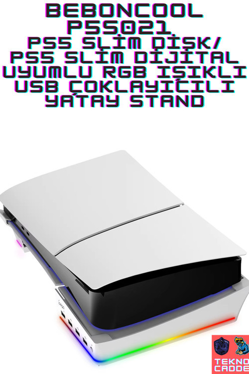 Ps5 Slim Disk-Ps5 Slim Dijital Uyumlu RGB IŞIKLI YATAY Stand