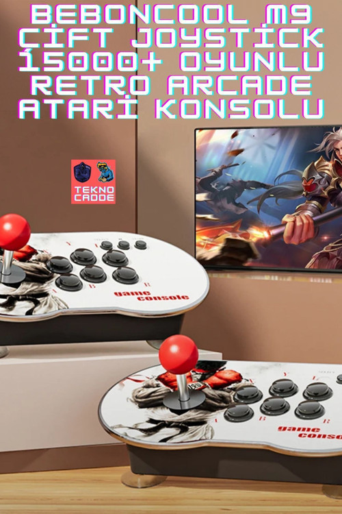 M9 64GB Çift Joystick 4K HDMİ 15000+ OYUNLU RETRO ARCADE OYUN KONSOLU ATARİ