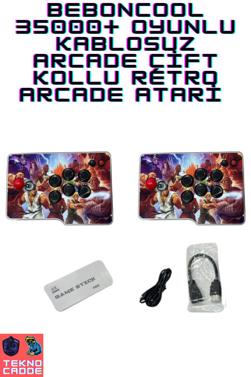35000+ Oyunlu Kablosuz Arcade Çift Kollu Retro Arcade Atari