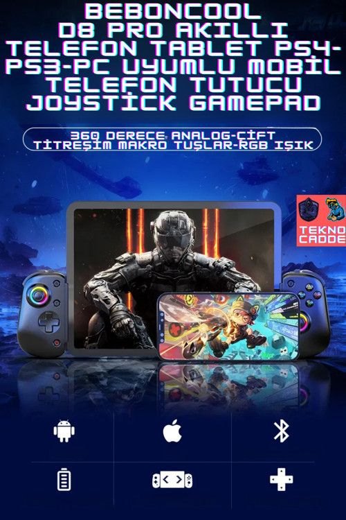 BSP D8 PRO IOS-Android Akıllı Telefon Tablet Uyumlu Mobil Telefon Tutucu Joystick Gamepad