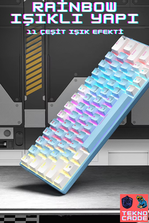 T62 HotSwap Rainbow RGB 63 Tuş Kablolu Gaming Mekanik Klavye