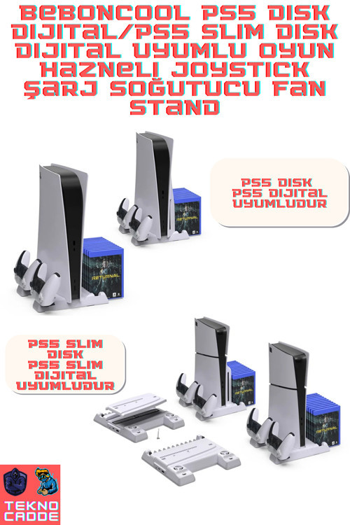 Tp5-3537b Ps5 Disk Ps5 Dijital Ps5 Slim Disk Dijital Uyumlu Joystick Şarj Stand Soğutucu Fan