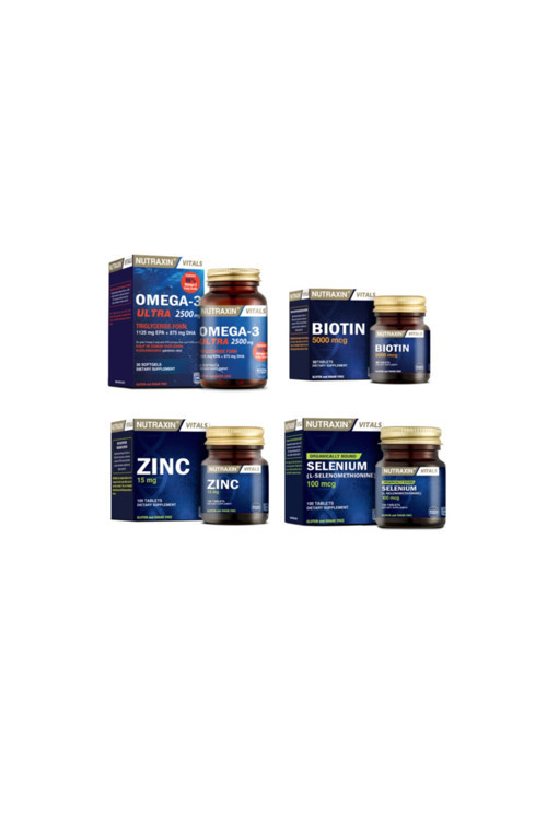 Omega 3 Ultra 2500 Mg Balık Yağı 30 Kapsül+selenyum 100 Tablet+ Biotin 30 Tablet+ Çinko 100 Tablet