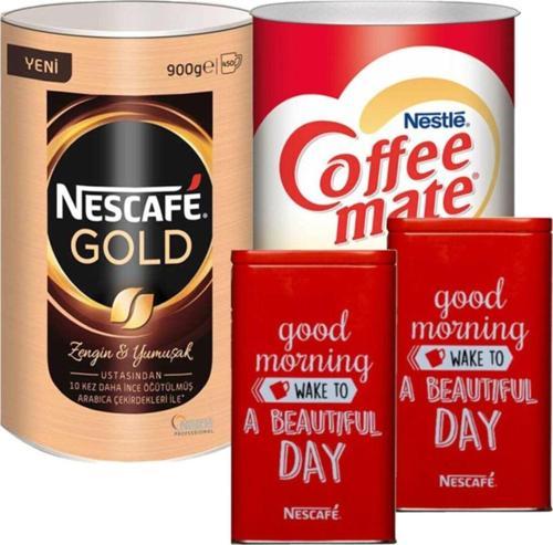 Gold Granül Kahve 900 Gr + Coffee Mate Kahve Kreması 2 Kg + Metal Saklama Kutusu 2 Adet
