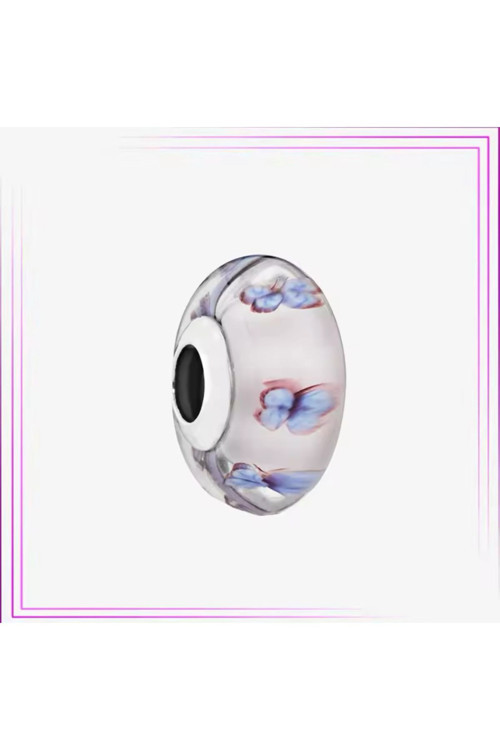Kelebek Desenli Murano Cam Charm