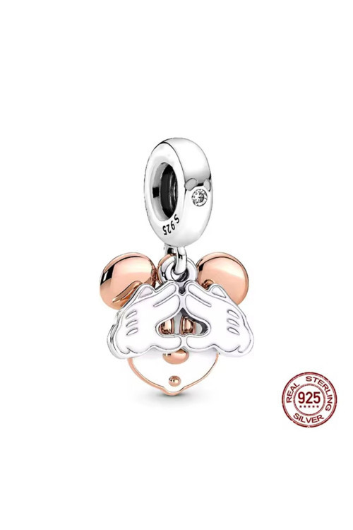 GÜMÜŞ MİCKEY MOUSE ÇİFT EL SALLANTILI CHARM