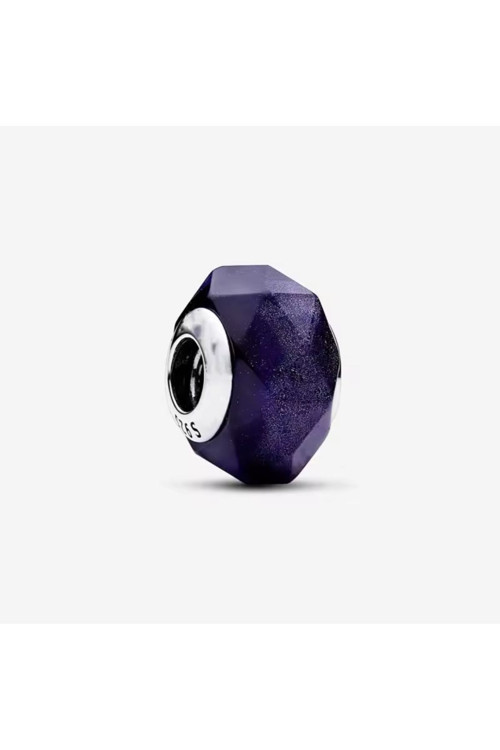Kesme Yüzeyli Lacivert Murano Cam Charm