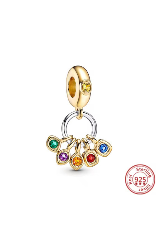 Gümüş Gold Renk Marvel İnfinity Stones Sallantılı Taşlı Charm