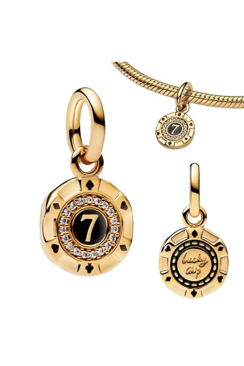 Gümüş Gold Renk Şanslı Casino Fişi Sallantılı Charm