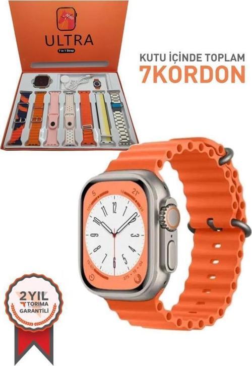 7 In 1 Smart Watch Ultra 7 Kordonlu Akıllı Saat Turuncu
