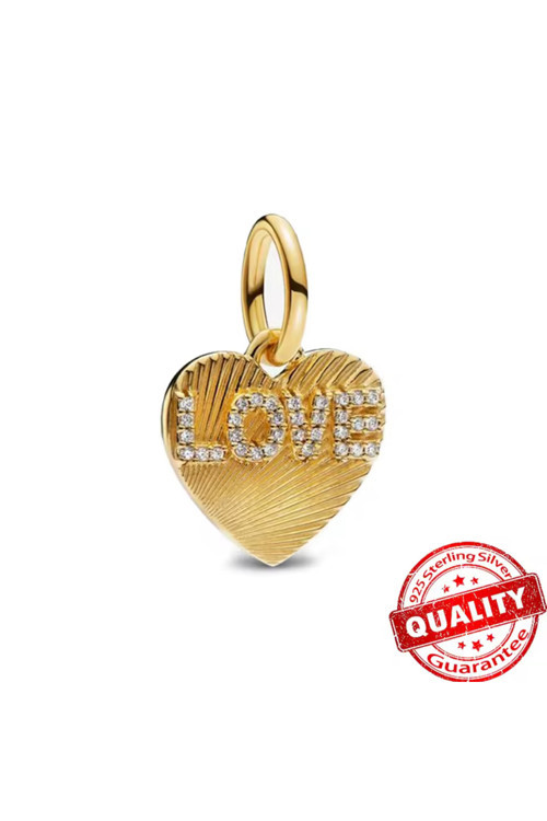 Gümüş Gold Renk Kalp Etiket Sallantılı Charm