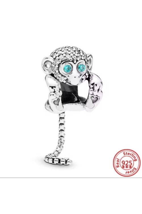 Gümüş Zirkon Taşlı Maymun Charm