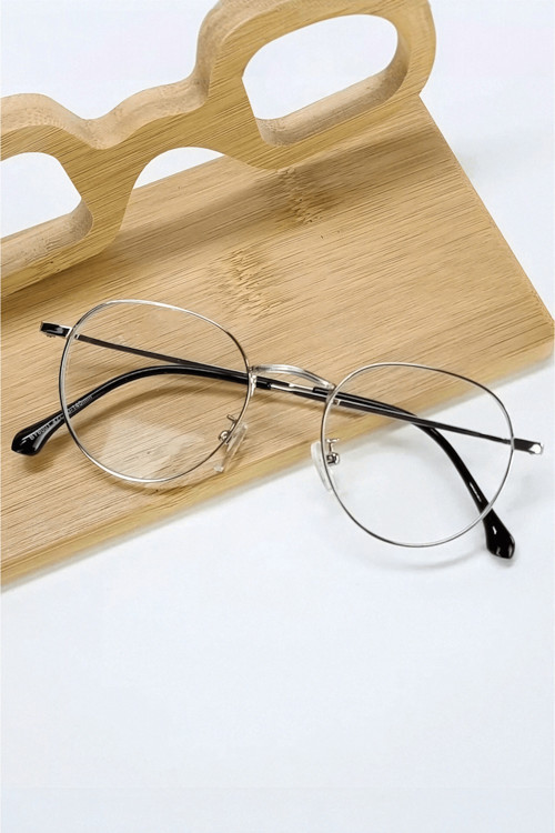 Round Model Metal Çerçeve Optik Uyumlu Blue Block Gözlük Unisex
