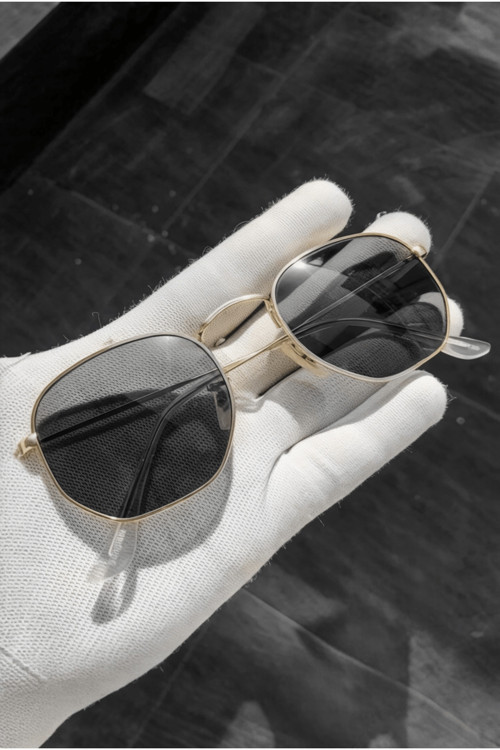 Unisex Güneş Gözlüğü Beşgen Rose Gold Çerçeve