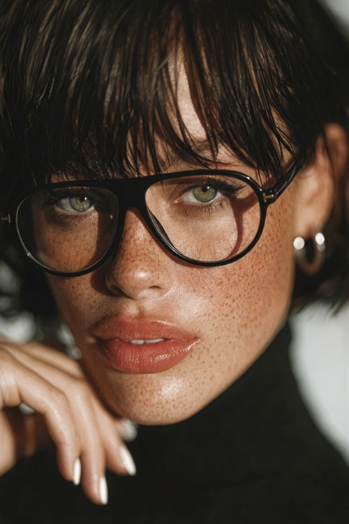 Aneta Pilot Model Mavi Işık Koruyucu Siyah Çerçeve Optik Uyumlu Gözlük