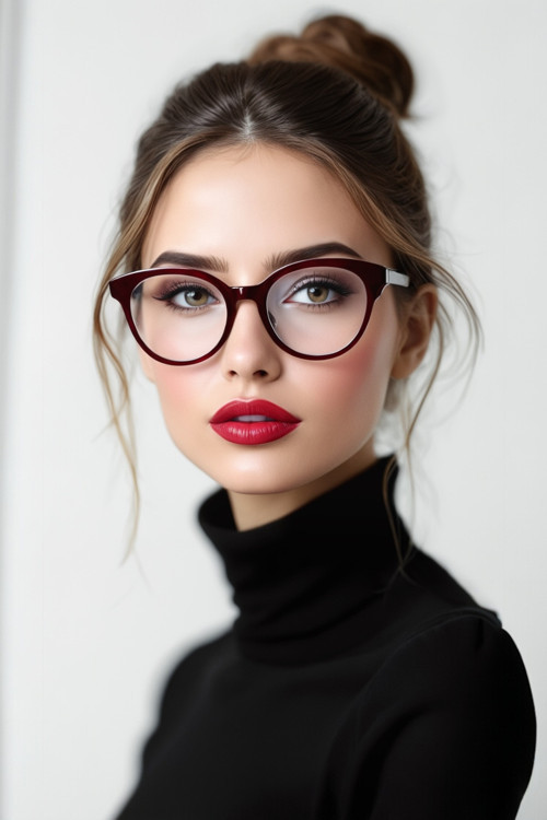 Mavi Işık Korumalı Cat Eye Gözlük Optik Uyumludur Blue Block Şeffaf Bordo Çerçeve