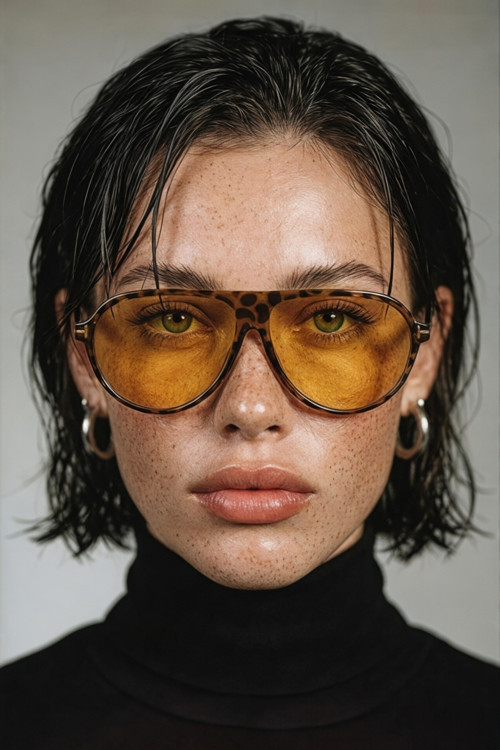 Aneta Pilot Model Leopar Çerçeve Yeşil Camlı Unisex Güneş Gözlüğü