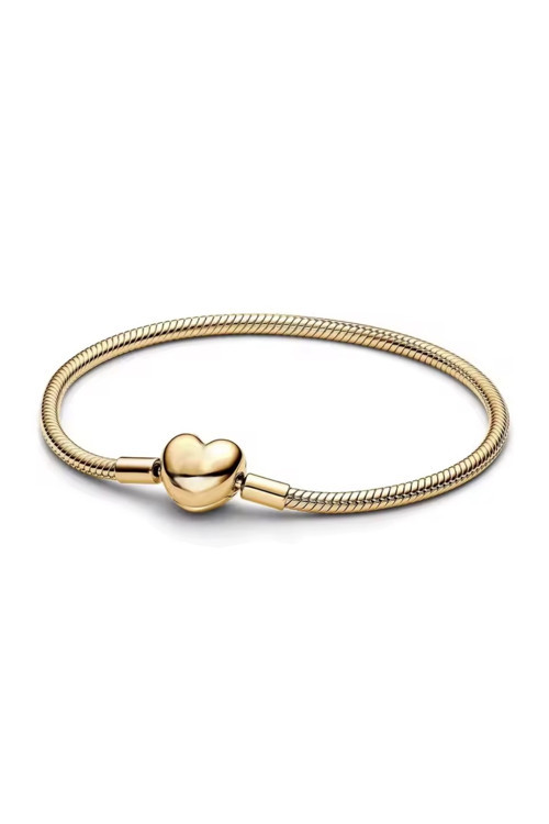 Damgalı Gold Renk Kalp Yılan Zinciri Bileklik