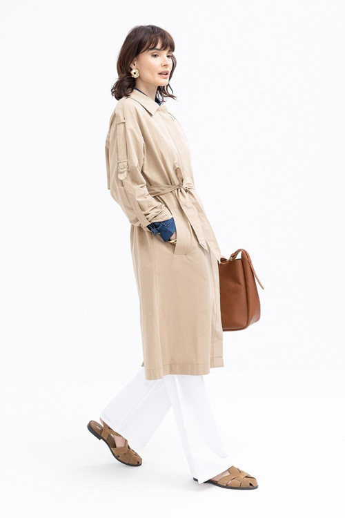 Bej-Cepli Apoletli Trençkot