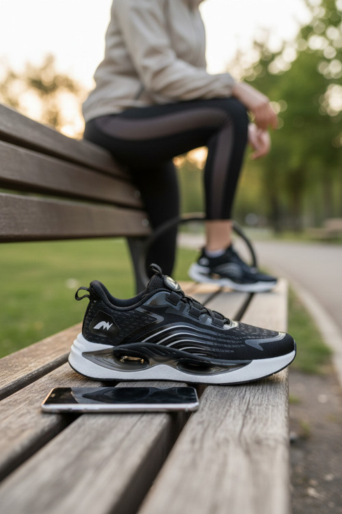Erkek Spor Koşu ve Yürüyüş Ayakkabısı Mekanizma Bağcıklı Tam Ortopedik Tabanlı Hava Kanallı ve Fileli Teknolojik Model