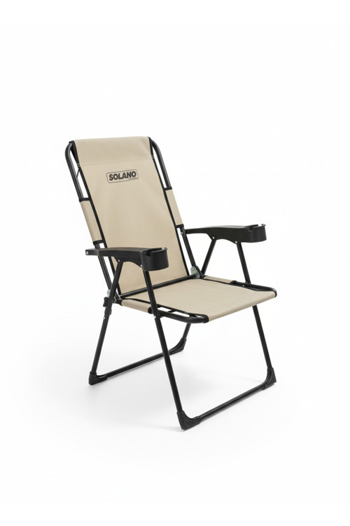 Katlanır Kamp–Piknik–Plaj Sandalyesi Bej Renkte Katlanır Sandalye 130 Kg Taşıma Kapasiteli Sandalye