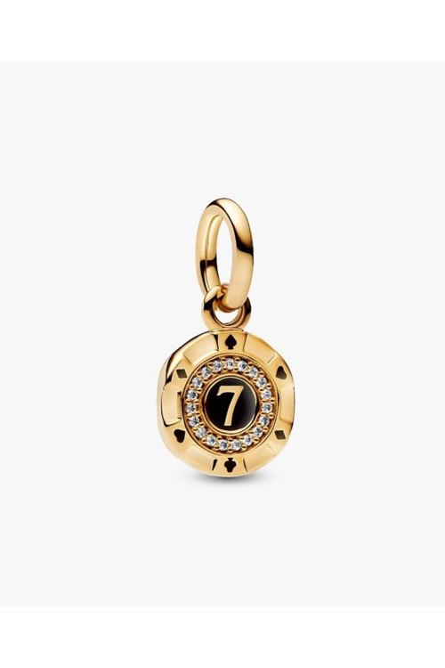 S925 Ayar Gold Renk Şanslı Casino Fişi Sallantılı Charm