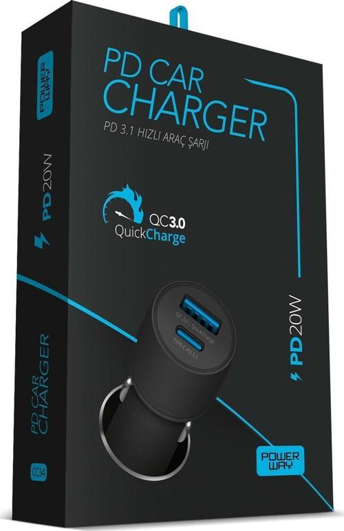CC34 3.1A PD20W Hızlı Şarj Destekler Araç Şarj Aleti Çakmaklık