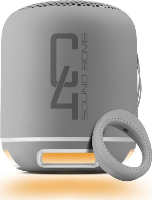 C4 Gümüş Taşınabilir Bluetooth Hoparlör Ses Bombası Yüksek Ses Gücü Sese Duyarlı Led Işık