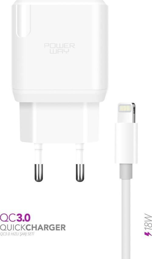 QCL30 (QC 3.0) Iphone 18W Hızlı Şarj Lightning iOs Şarj Cihazı (Kablo Dahil) Tüm Cihazlarla Uyumlu