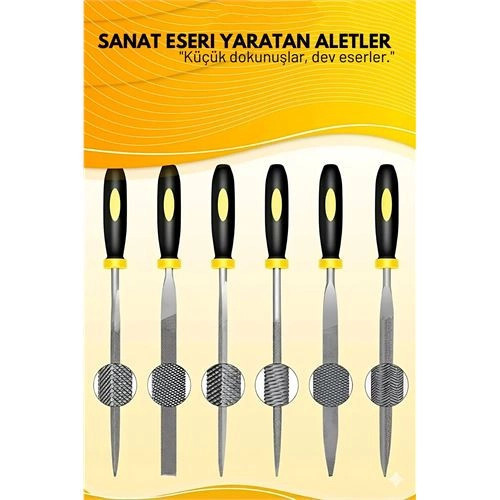 Profesyonel 6'lı Ahşap Eğe ve Törpü Seti - Hassas Oyma ve Şekillendirme Hobi Takımı (17cm)