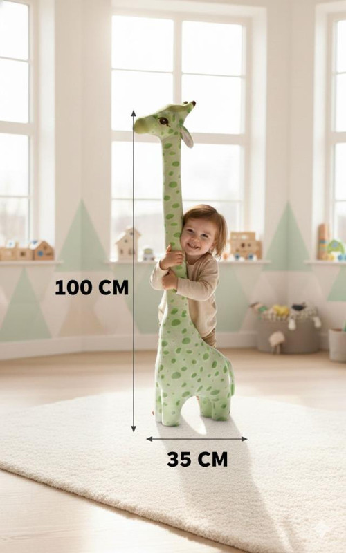 Zürafa Peluş Oyuncak Oyun Arkadaşım Yastık 100 Cm YEŞİL