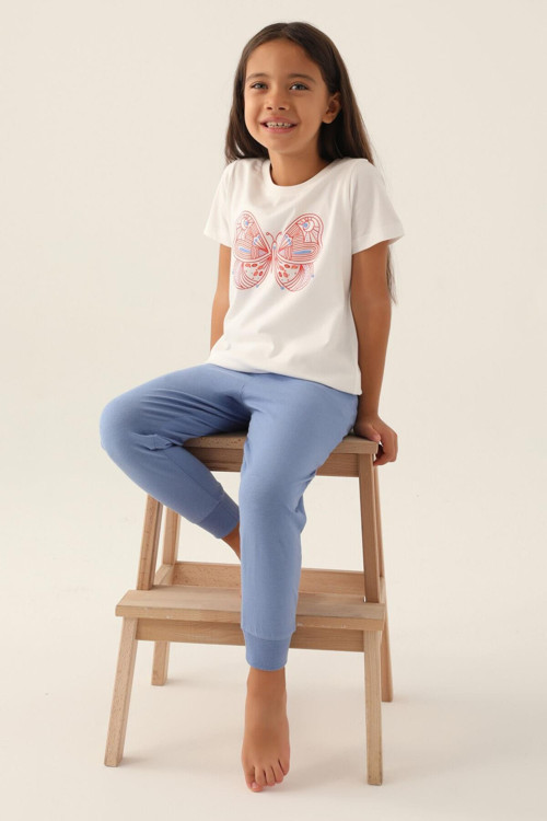 3390 Butterfly Kız Çocuk Pijama Takımı