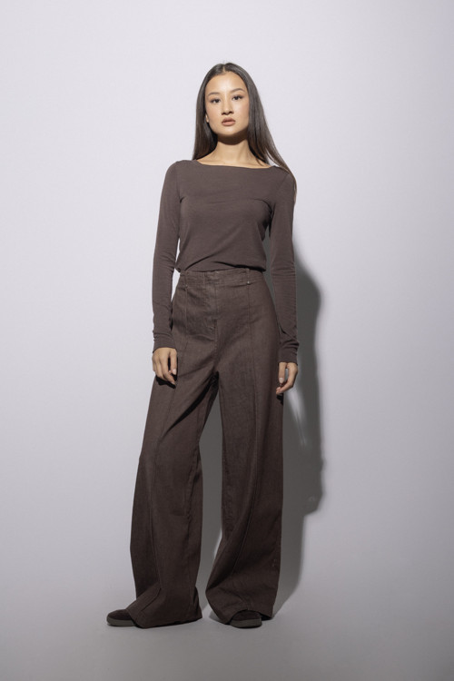 YÜKSEK BEL DİKİŞ DETAYLI DENIM PANTOLON