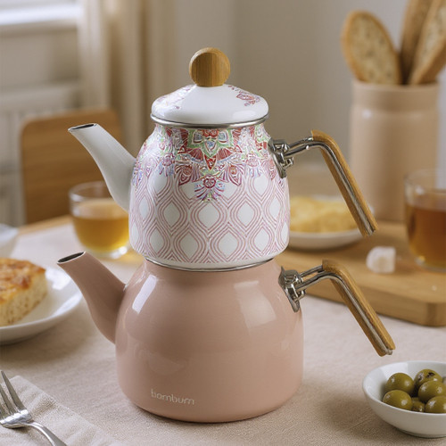 Taşev Unique Emaye Çaydanlık Pembe