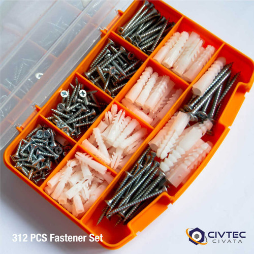 312 Parça 12 Çeşit Vida ve Dübel Seti - Takım Çantası TK100