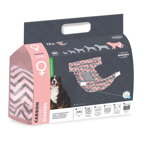 Carbonlu Diapers Dişi Köpekler İçin Külot (XXL) 15Li