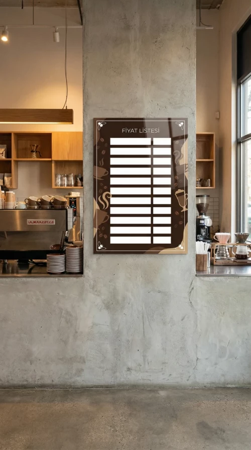 Yapışkanlı Cafe Fiyat Listesi (Model- 24)