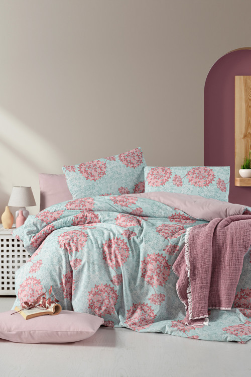 Mystory Home Lastikli Çarşaflı Çift Kişilik Nevresim Takımı Green