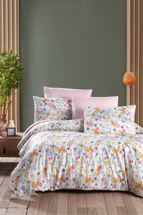 Mystory Home Lastikli Çarşaflı Çift Kişilik Nevresim Takımı Lily