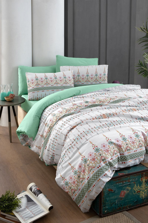 Mystory Home Lastikli Çarşaflı Çift Kişilik Nevresim Takımı Estilla